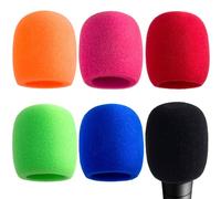 Joez Wonderful 6 coperture per microfono, colorate, in schiuma antivento per microfono karaoke, ad alta densità, per la maggior parte dei microfoni portatili standard (nero, rosso, verde, arancione,
