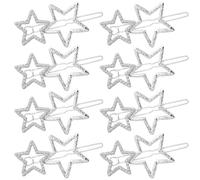 Joez Wonderful 8 fermagli per capelli a forma di stella, in metallo, con strass, colore argento, accessori per capelli per donne, ragazze, capelli spessi, capelli lunghi
