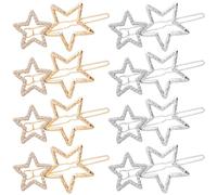 Joez Wonderful 8 fermagli per capelli a forma di stella, in metallo, oro e argento, con strass, accessori per capelli per donne, ragazze, capelli spessi, capelli lunghi