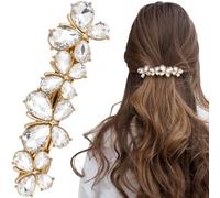 Joez Wonderful Fermagli per capelli da sposa con strass, accessori per capelli da donna, con cristalli scintillanti, fermagli per capelli fantasiosi per matrimoni, spose, capelli lunghi (farfalla