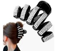 Joez Wonderful Fermagli per capelli grandi con strass, clip per capelli spessi, alla moda, accessori per capelli da donna (nero)