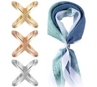 Joez Wonderful Fermagli per sciarpe, fibbia per sciarpa, color oro e argento, a forma di X, per sciarpe di seta, da donna, Large, Metallo