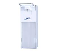 Jofel AC14000 Dosatore per sapone ricaricabile, in plastica, per utilizzo con gomito, 1 litro, colore: bianco