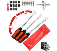 JOFLVA Leva A Cucchiaio in Acciaio Kit, Cucchiaio Pneumatico, Leve Copertoni, Set Leve Smontagomme, per Cambio dei Pneumatici Motocicli E Biciclette con 3 Pezzi di Cerchioni Protettivi.