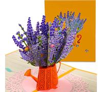 JOFONY Biglietto pop-up 3D, lavanda con busta, biglietto di auguri per feste di compleanno, San Valentino, festa della mamma, festa degli insegnanti
