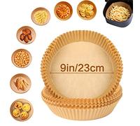 JOFONY - Carta da forno per friggitrice ad aria calda, 100 pezzi, antiaderente, impermeabile e resistente all'olio, carta pergamena, 23 cm, adatta per la maggior parte delle marche, 10 l