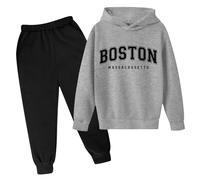 Jogger Tuta Autunno Inverno Bambini Completi e coordinati ragazzi Outfit da 2 Pezzi per Set di Felpe alla Moda Maniche Lunghe Pantaloni Tinta Unita Felpa con Cappuccio ragazze