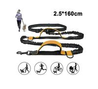 Jogging Dog Leash, Upgrade Hands-free Dog Leash with Two Bungees, Long Nylon Dog Leash with Adjustable Waist Belt for Running Fluorescent Orange
