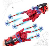 Jognee 2 Set Guanti Lanciatore, Guanto Giocattolo, Cosplay Giocattolo Spider Hero, Guanto Lanciatore Eroe, Divertente Giocattolo Educativo, Accessori per Costumi per Bambini