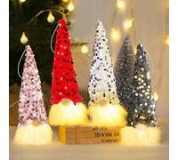 Jognee Decorazione natalizia a LED con gnomo, set di 4 statuette a forma di gnomo, Babbo Natale, Babbo Natale, decorazione natalizia in soggiorno e camera da letto, regali per bambini