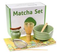 Jognee Matcha - Set di 8 scope Matcha, con ciotola per matcha, chasen, cucchiaio per matcha, pala, colino, porta scopa, ciotole per matcha, accessori per la casa