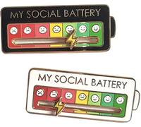 Jognee My Social Battery Pin, Spilla Divertente per l'umore Sociale per 7 Giorni, 2 Spille per Batteria Sociale, Spille Divertenti, Gioielli, Decorazione, Spilla (2 Pezzi (Nero+Bianco))