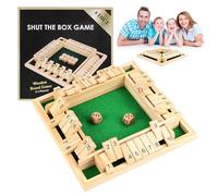 Jognee Shut The Box,4 Player Gioco da Tavolo in Legno Classico Gioco da Tavolo Dadi,Giochi da Tavolo Gioco al Flop Digitale,Classico Gioco da Tavolo in Legno,Gioco di Matematica per Bambini e Adulti