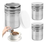 Jognee Spargitore per zucchero a velo, 2 pezzi, in acciaio inox, spargicacao, per cappuccino, macina zucchero a velo, spargitore per zucchero a velo per cacao, caffè, cioccolato, zucchero, sale