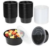 Jogoico 50 Pezzi Contenitori Piccoli con Coperchio 50ML- 2OZ Barattoli di Plastica con Coperchio Trasparente Riutilizzabile Barattoli per Alimenti, Scatola per Salsa Condimenti Zuppe Creme DIY Nero