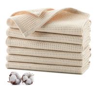 Jogoico Strofinacci Cucina 100% Cotone (Set di 6), Canovacci Cucina 35 x 35 cm, Asciugamani da Cucina Super Assorbenti, Stracci Cucina Per Tavolo da Pranzo, Lavabili in Lavatrice-Beige