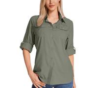 Jogwits Camicia da Safari a Maniche Lunghe da Donna - Tessuto Traspirante ad Asciugatura Rapida - Protezione Solare UPF - Ideale per Pesca, Escursionismo, Trekking, Campeggio e Viaggi