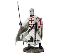 Joh. Vogler GmbH - Templare con lancia e scudo - Figurina di cavaliere templare - Bianco, Rosso