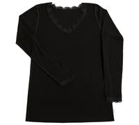 Joha - Women's Blouse I L/S 70/30 - Intimo lana merinos L nero