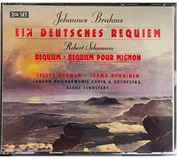Johannes Brahms - 2-CD BRAHMS / SCHUMANN - EIN DEUTSCHES REQUIEM / REQUIEM POUR MIGNON - KLAUS TENNSTEDT / JESSYE NORMAN / LPO & CHOIR (LET OP: GEEN BOOKLET EN ONDUIDELIJK OF DEZE ER WEL BIJ HEEFT GEZETEN / SCHIJFJES ZIJN ALS NIEUW)