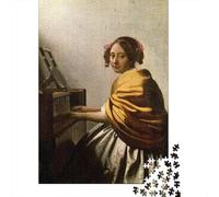 Johannes Vermeer Puzzles Di Legno 1000 Piece, DIY Jigsaw Puzzle opere d'arte famose nel mondo for Teens, dipinto Challenging Decompression, Fun Games, Educational Toys, Puzzle Impossible museo