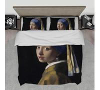 Johannes Vermeer ragazza con un orecchino di perla copripiumino set ritratto classico pittura classica antracite nero leggero biancheria da letto 135x200 cm