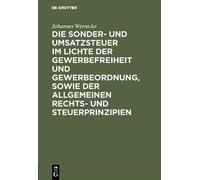 Johannes Wernic Die Sonder- Und Umsatzsteuer Im Lichte Der Ge (Copertina rigida)