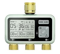 Johgee Centralina di irrigazione a 3 uscite, con ingresso e uscita in ottone, orologio digitale per irrigazione con display LCD, controllo automatico/manuale, timer, per giardino