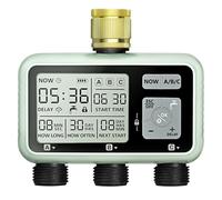 Johgee Computer di irrigazione 3 uscite indipendenti con ingresso in ottone, orologio digitale per irrigazione con ritardo della pioggia, controllo automatico/manuale di irrigazione, timer per