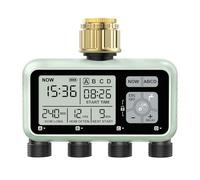 Johgee Programmatore di irrigazione, 4 uscite con ingressi in ottone, timer digitale dell'acqua con ritardo pioggia, controllo automatico/manuale dell'irrigazione per giardino e prato