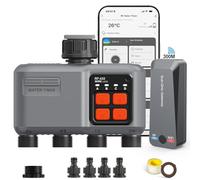 johgee Timer Irrigazione WiFi 4 Vie con Tecnologia RF 300M, Centralina Irrigazione WiFi, Compatibile con Alexa & App, Temporizzatore Irrigazione con 2 modalità & Ritardo Pioggia per Giardino, Prato