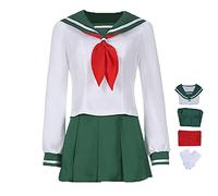 JOHLCR Costume Cosplay Anime Inuyasha Halloween Carnival Costume per Adulti Higurashi Kagome Costume Cosplay Party Abito da Marinaio Higurashi Kagome,Bianca,S