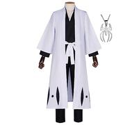 JOHLCR Costumi Bleach Cosplay Anime Kimono Costume Outfits per Adulti con Collana La Festa di Carnevale di Halloween Si Veste Adatto per Spettacoli Teatrali, Anime Expo, Regali,Bianca,M