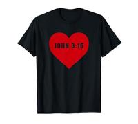 John 3:16 God So Loved The World Bible Verse Reference Heart Maglietta