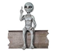 John Bernard & Company Statua aliena maleducata Flipping The Bird H 25,4 cm H statuetta extraterrestre divertente decorazione per casa o giardino (Alien grigio)