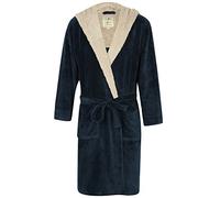 John Christian Vestaglia Uomo in Caldo Pile con Cappuccio - Blu/Grigio (XL)