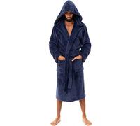 John Christian Vestaglia Uomo in Caldo Pile con Cappuccio - Blu Marino (XL)