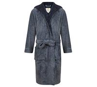 John Christian Vestaglia Uomo in Caldo Pile con Cappuccio - Blu Screziato (XXL)
