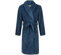 John Christian Vestaglia Uomo in Caldo Pile, Motivo a Spina di Pesce Blu (XL)