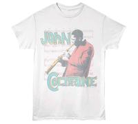 John Coltrane T-Shirt Uomo Cotone Filato Ad Anello Preshrunk Bianca