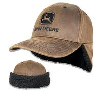 John Deere Cappello con cappuccio foderato in twill di cotone marrone oliato, Marrone, Taglia unica