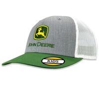 John Deere Cappello da Bambino con Marchio Trucker, Grigio Melange/Verde/Bianco, Taglia Unica