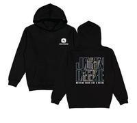 JOHN DEERE Felpa con cappuccio, colore nero, a maniche lunghe, con scritta mimetica e "Nothing Runs Like a Deere", Nero , XL