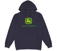 John Deere Felpa con cappuccio, logo del marchio, Blu navy con logo verde/giallo, Large