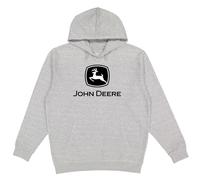 John Deere Felpa con cappuccio, logo del marchio, Grigio con logo nero/bianco, Medium