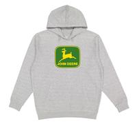 John Deere Felpa con cappuccio, logo del marchio, Grigio con logo verde/giallo, X-Large