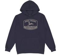 John Deere Felpa con Cappuccio, Logo del Marchio, Navy con Logo Grigio, Medium