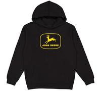 John Deere Felpa con cappuccio, logo del marchio, Nero con logo giallo, X-Large