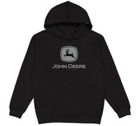 John Deere Felpa con cappuccio, logo del marchio, Nero con logo grigio, Large