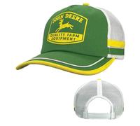 John Deere Green White Mesh Stripe Vintage Logo Cap